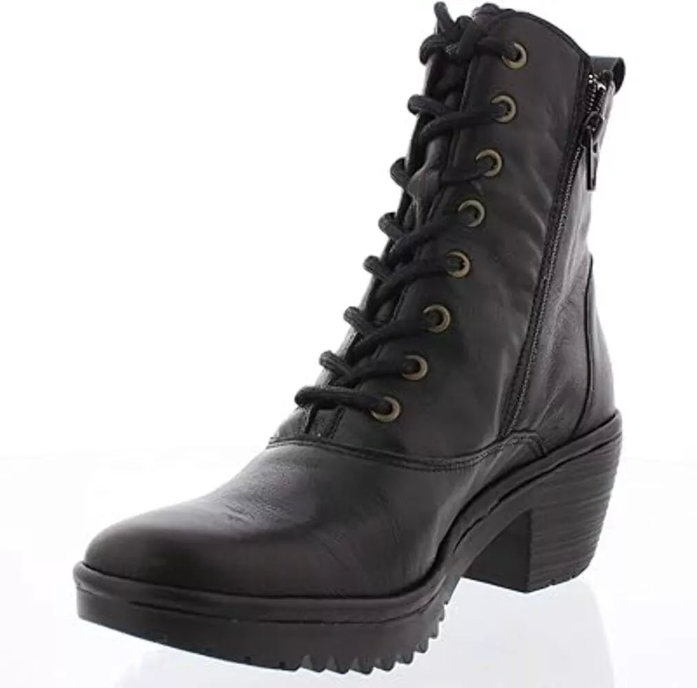 Fly London Women's Wune Lace Up Boot Black Mousse - Size 40