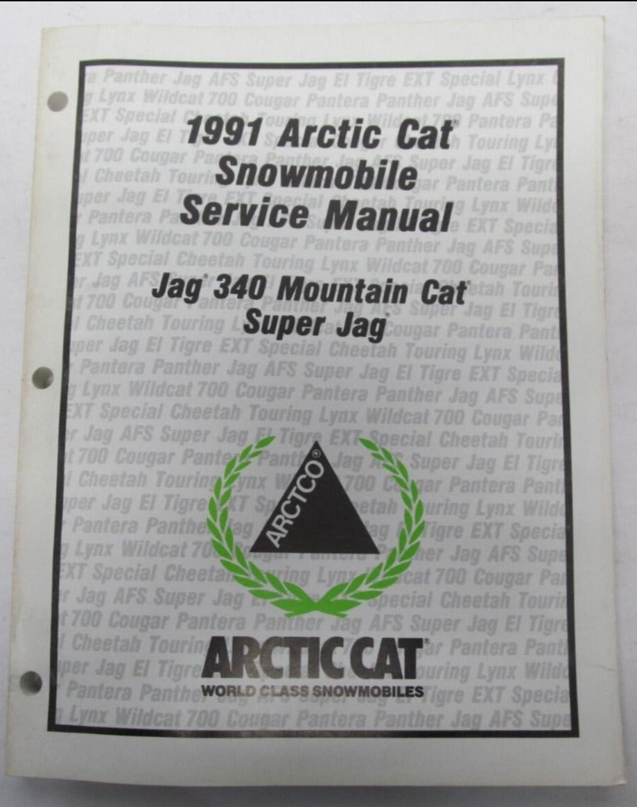 ARCTIC CAT 1991 SNOWMOBILE Jag 340 Mountain Cat Super Jag Service Manual 2254-643 #B79