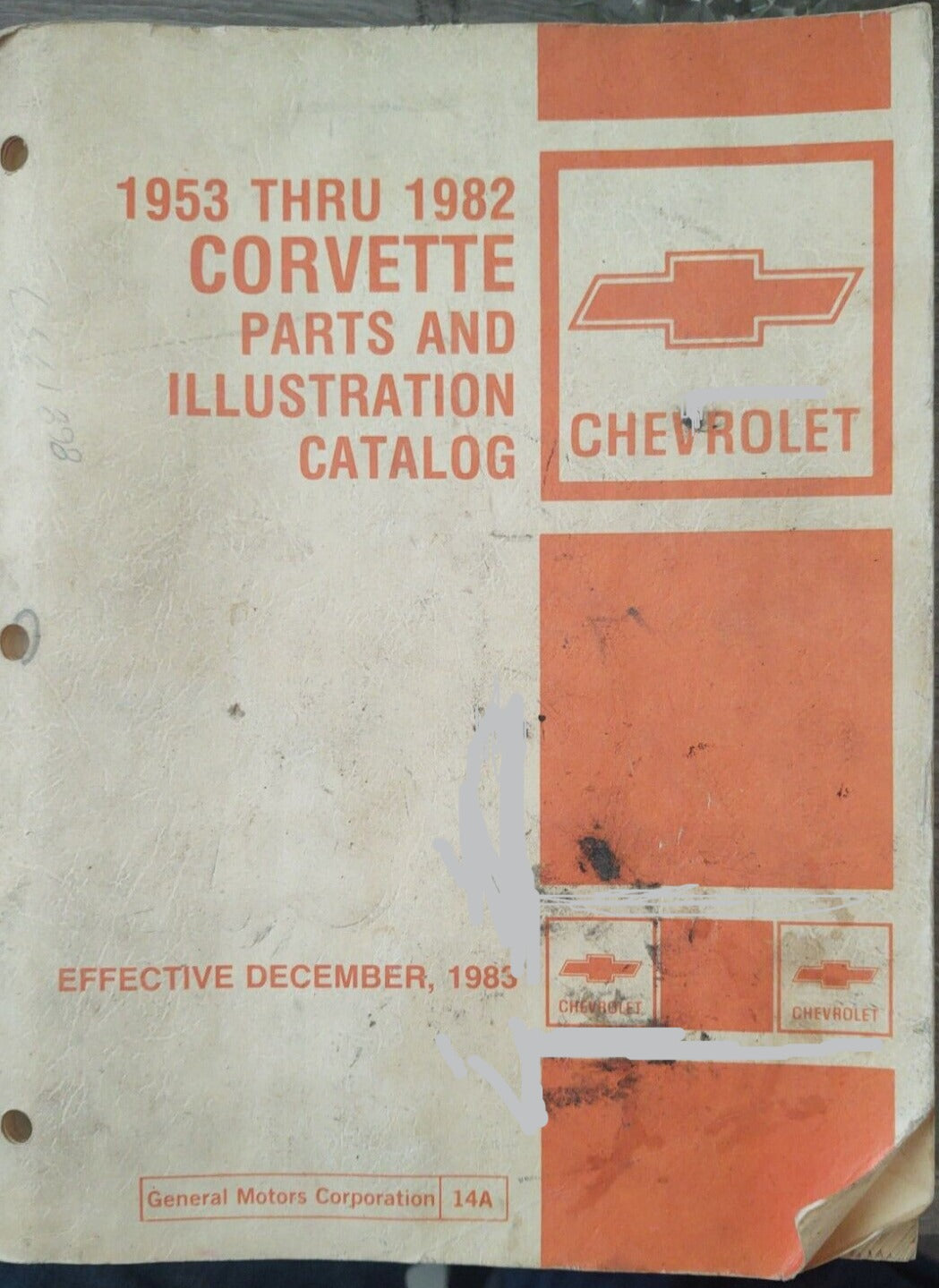 1953 thru 1982 CORVETTE CHEVROLET GM Parts & Illustration Catalog 1800-J-082B #B20