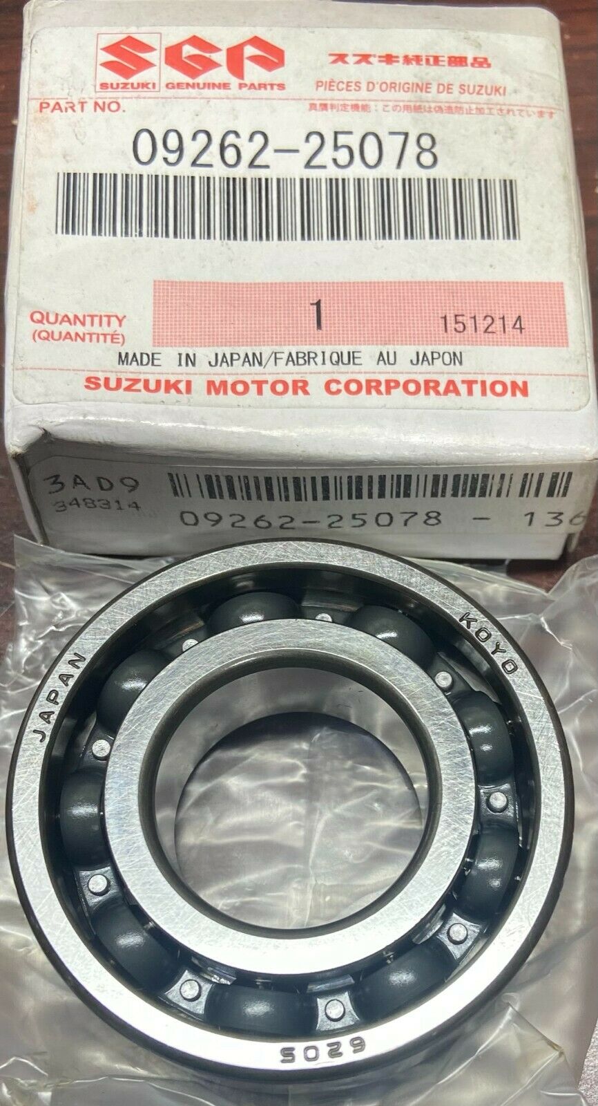 SUZUKI DT15 DT16 DT99 LT250 LT300 LT500 Ball Bearing 09262-25078 / 09262-25087 / 09262-25088