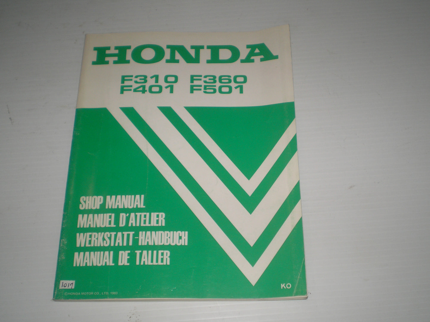 HONDA F310 F360 F401 F501 K0 1984 Rotor Tillers Service Manual 6673300 #1017