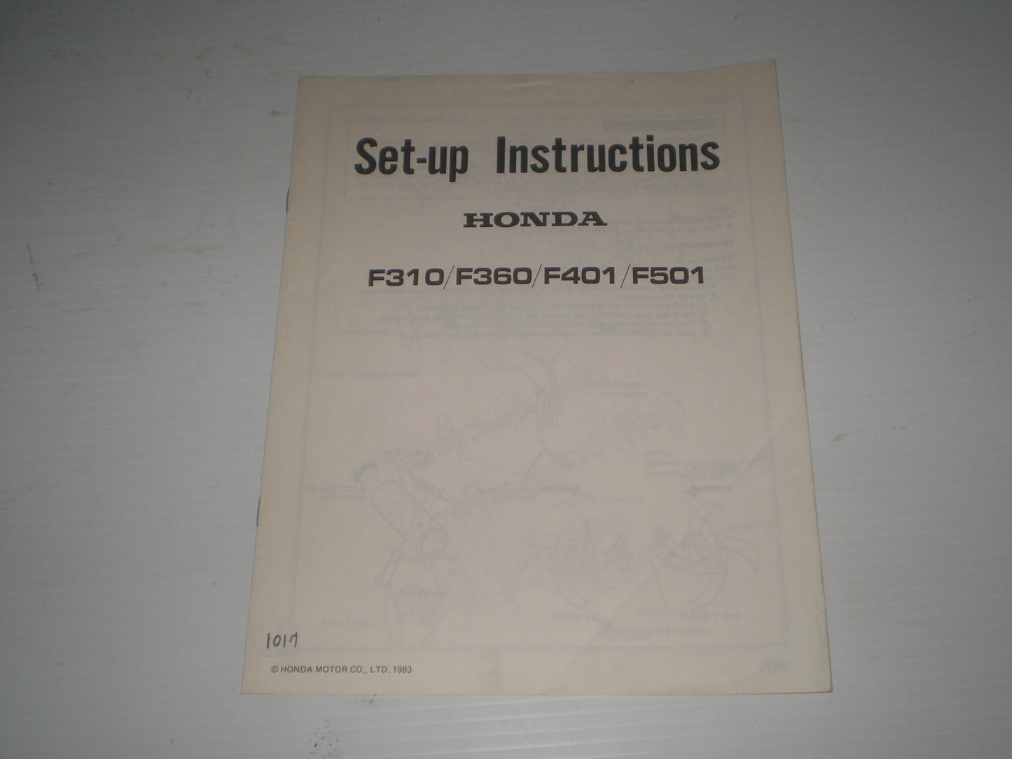 HONDA F310 F360 F401 F501 K0 1984 Rotor Tillers Service Manual 6673300 #1017