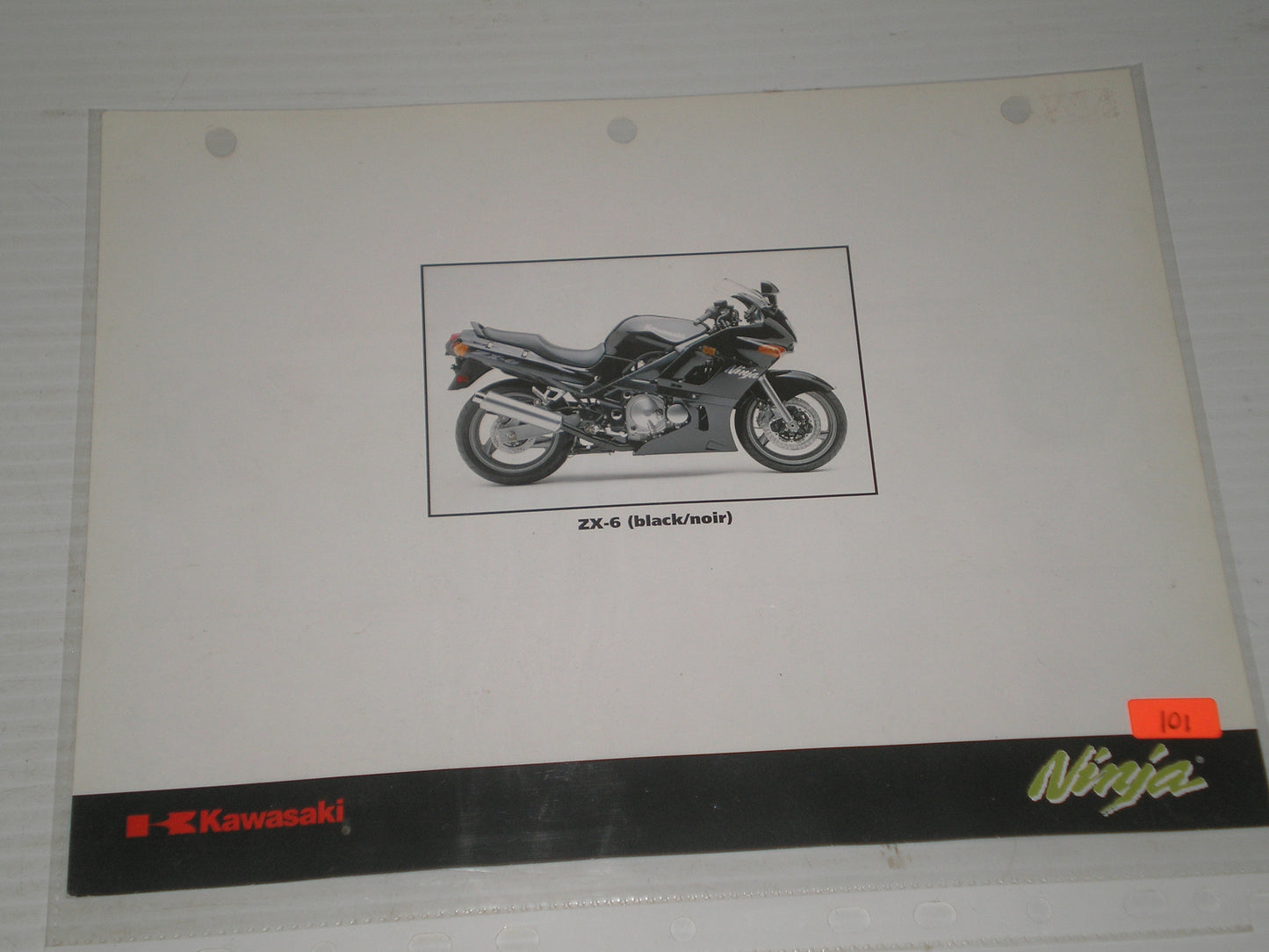 KAWASAKI EX-500 ZX-6 NINJ MOTORCYCLE SALES BROCHURE # 101