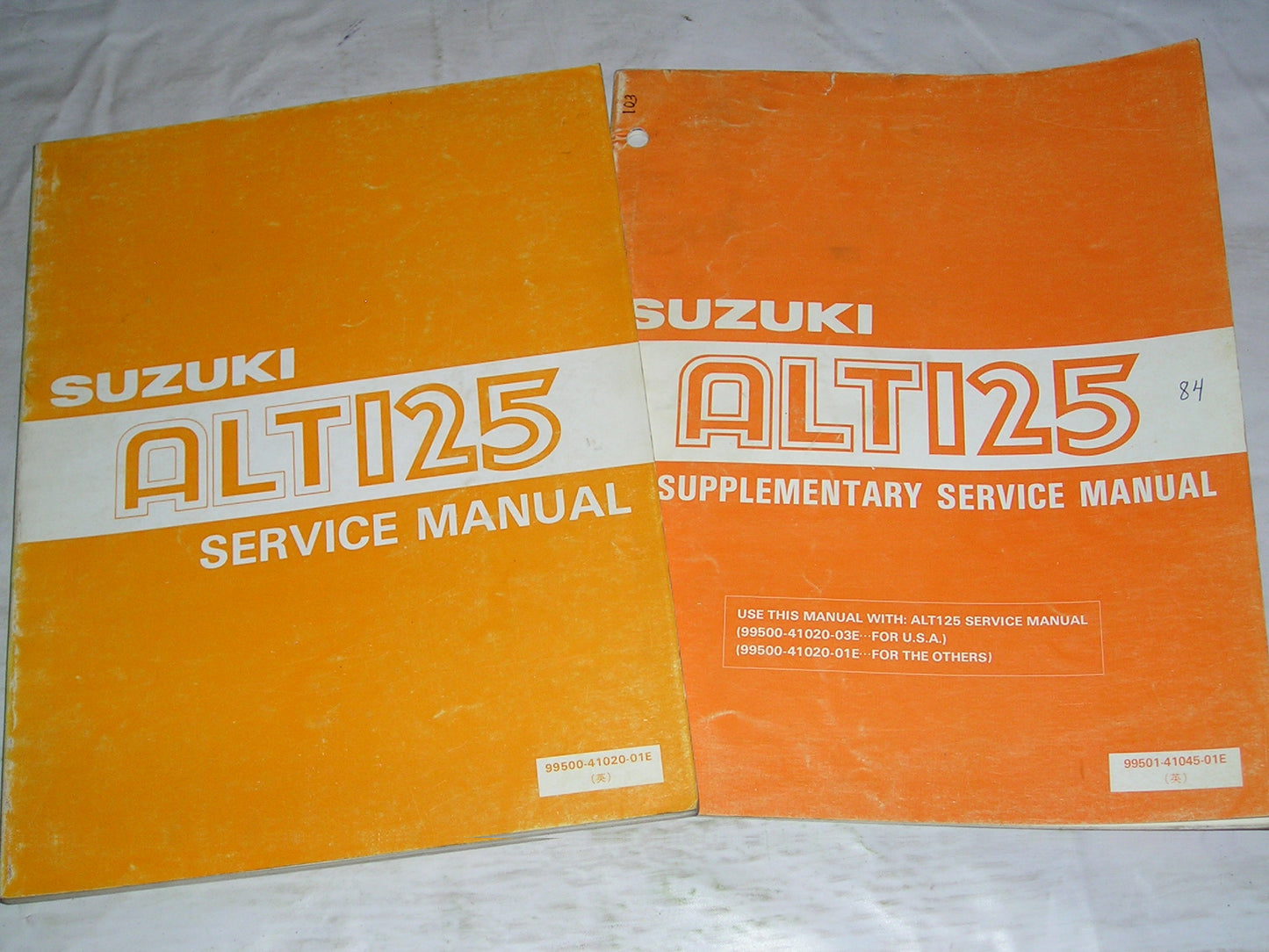 SUZUKI ALT125 1983-1985 Service Manual & Supplement 99500-41020-01E 99501-41045-01E #103