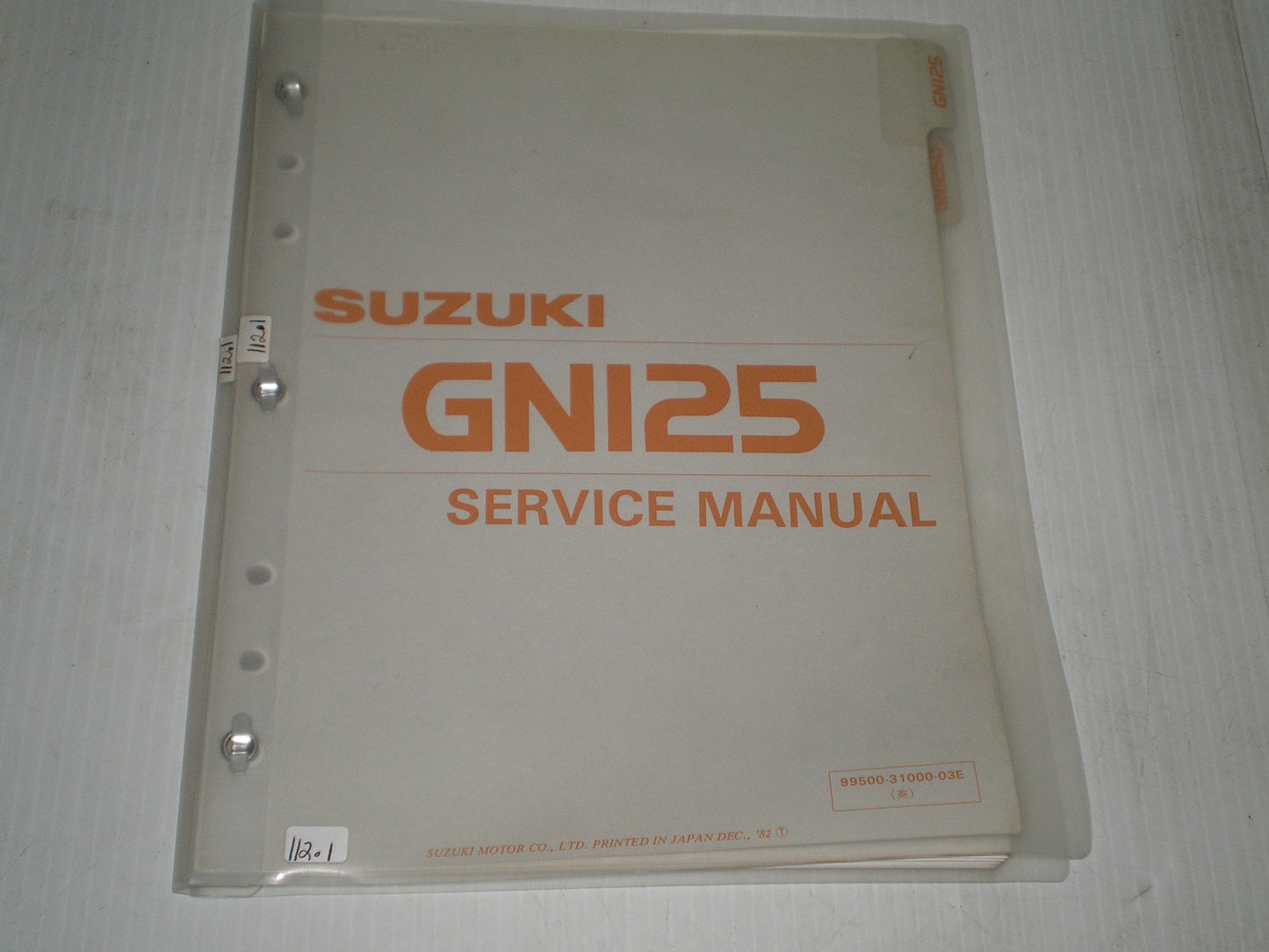 SUZUKI GN125 Z GN125D 1982 1983 Service & Supplement Manuals 99500-31000-03E #112