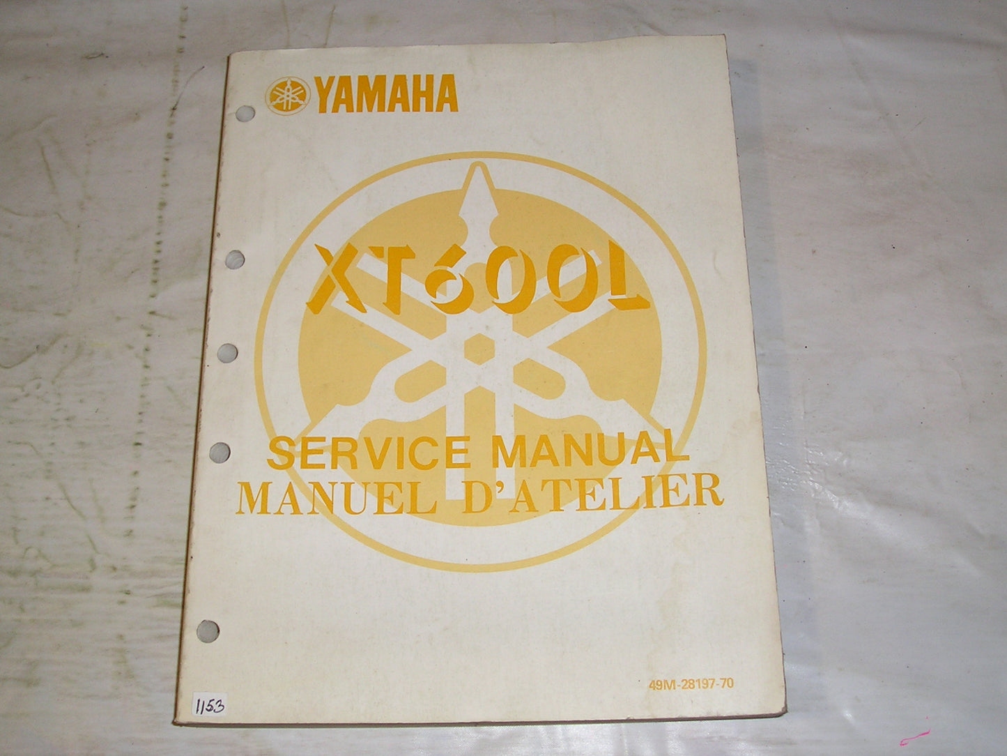 YAMAHA XT600L  XT600 L  1984  Service Manual  49M-28197-70  #1153