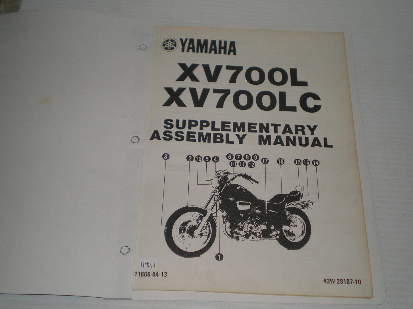 YAMAHA XV700 L LC 1984 Service Manual Supplement 42W-28107-10 LIT-11666-04-13 #1170.1