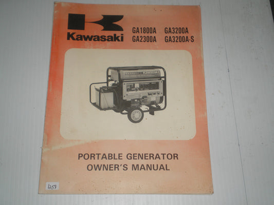 KAWASAKI GA1800 GA2300 GA3200 Portable Generator Owner's Manual 99920-2060 #1258