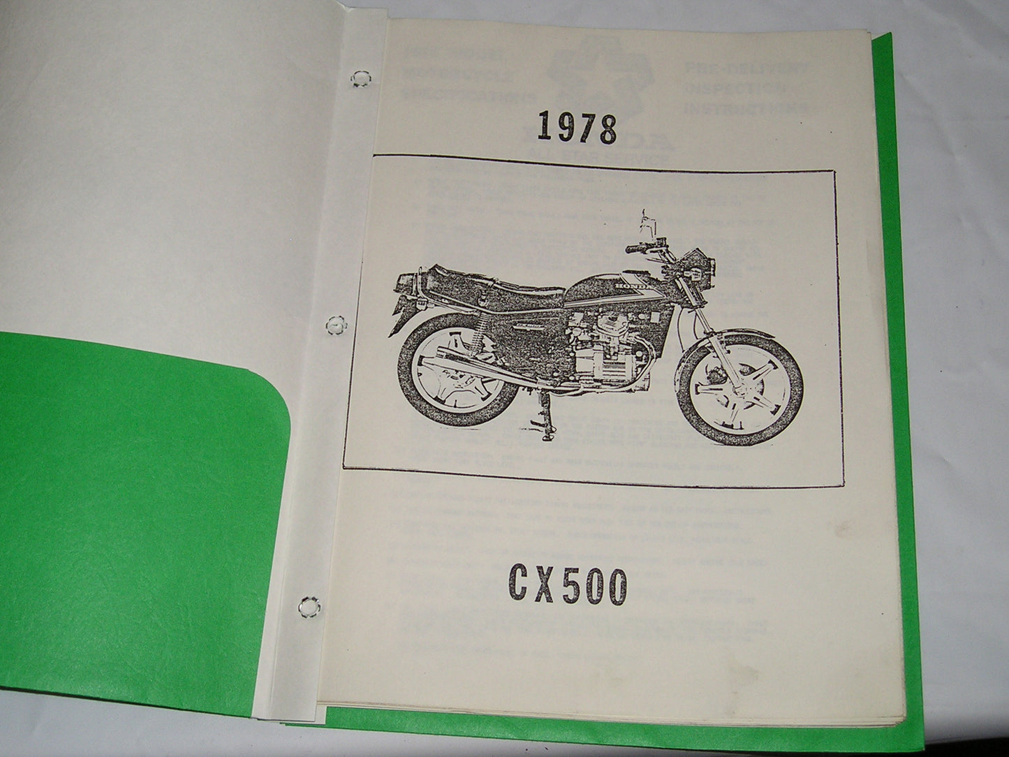 HONDA CX500 1978 Pre-delivery Inspection Instructions #1269