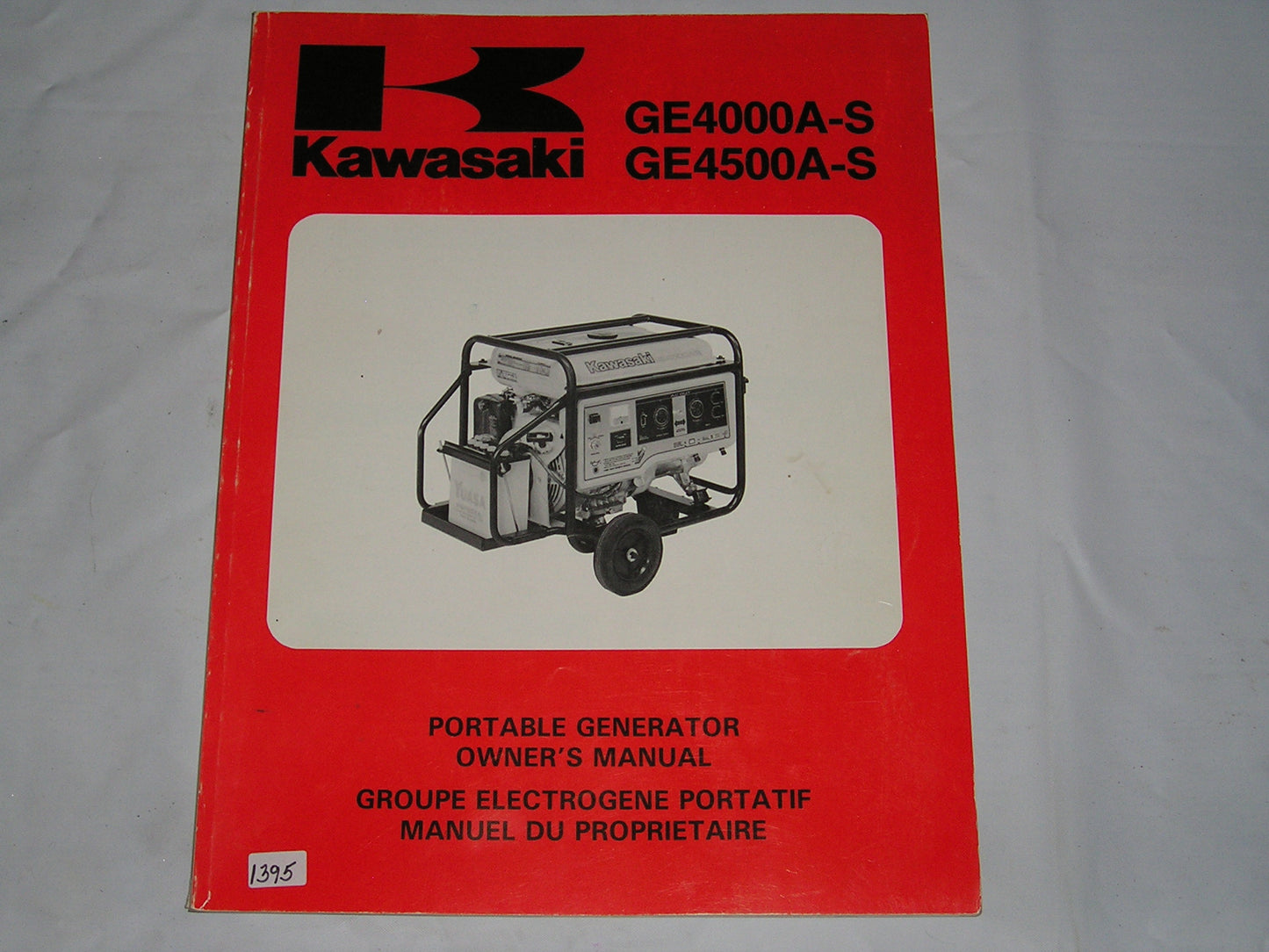 KAWASAKI GE4000 A-S GE4500 A-S Portable Generator Owner's Manual 99922-2136-01 #1395