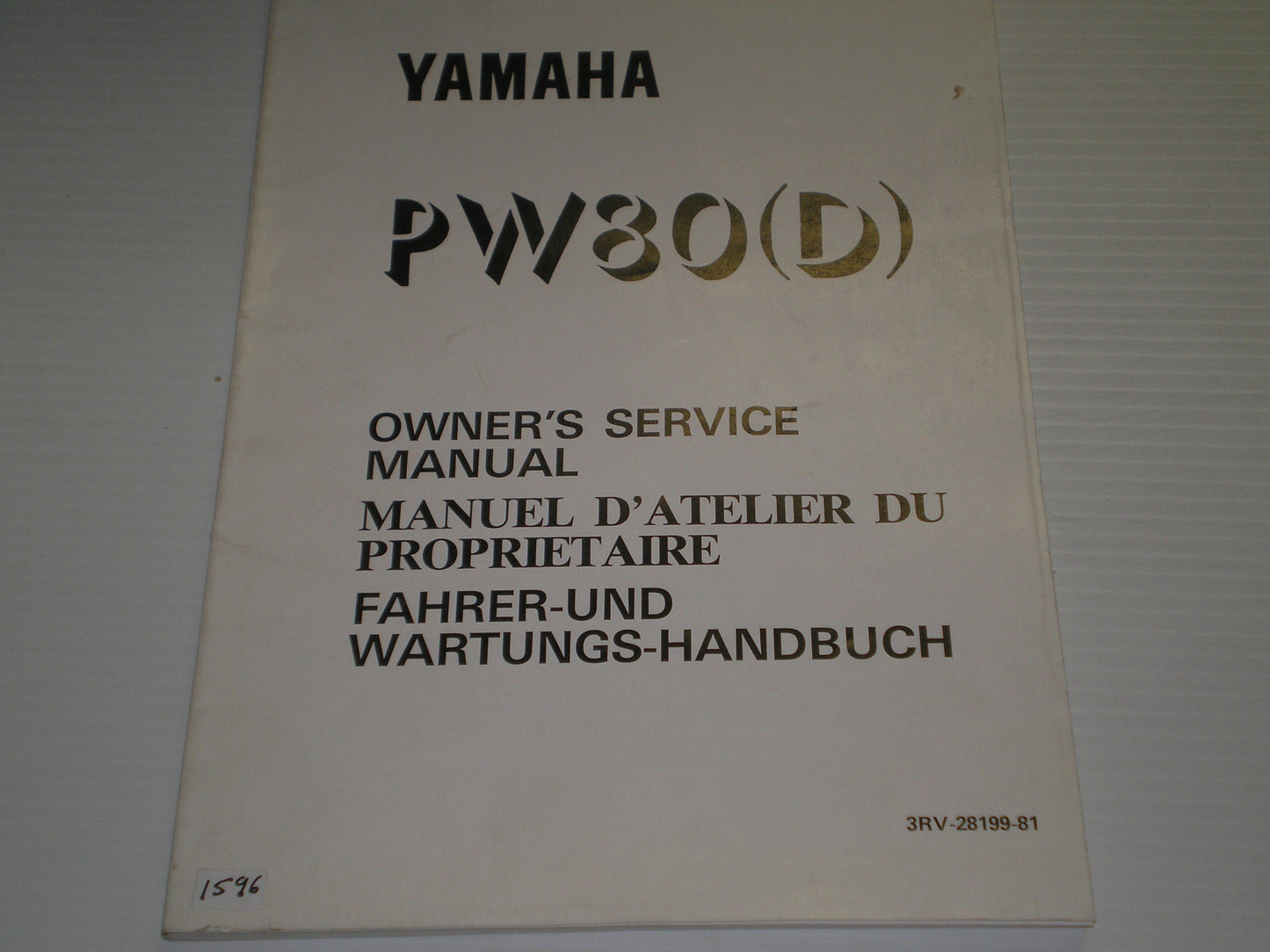YAMAHA PW80 D Y-Zinger 1992 Owner's Service Manual 3RV-28199-81 #1596
