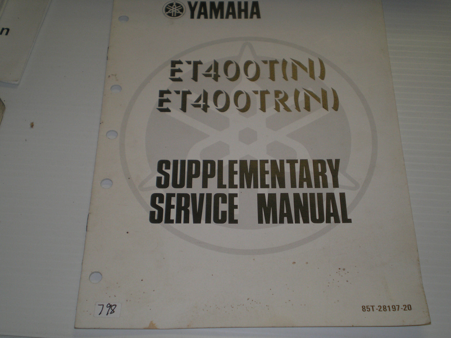 YAMAHA ET400 T N ET400 TR N 1989 Supplementary Service Manual 85T-28197-20 #798
