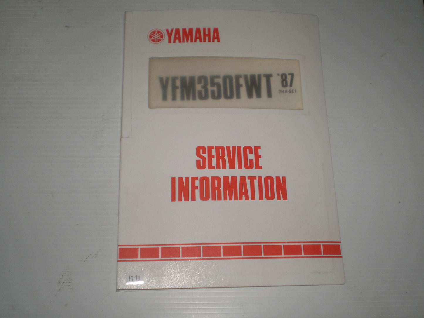 YAMAHA YFM350FW T Big Bear 4WD ATV 1987  Dealer Service Information  2HR-SE1  #1773