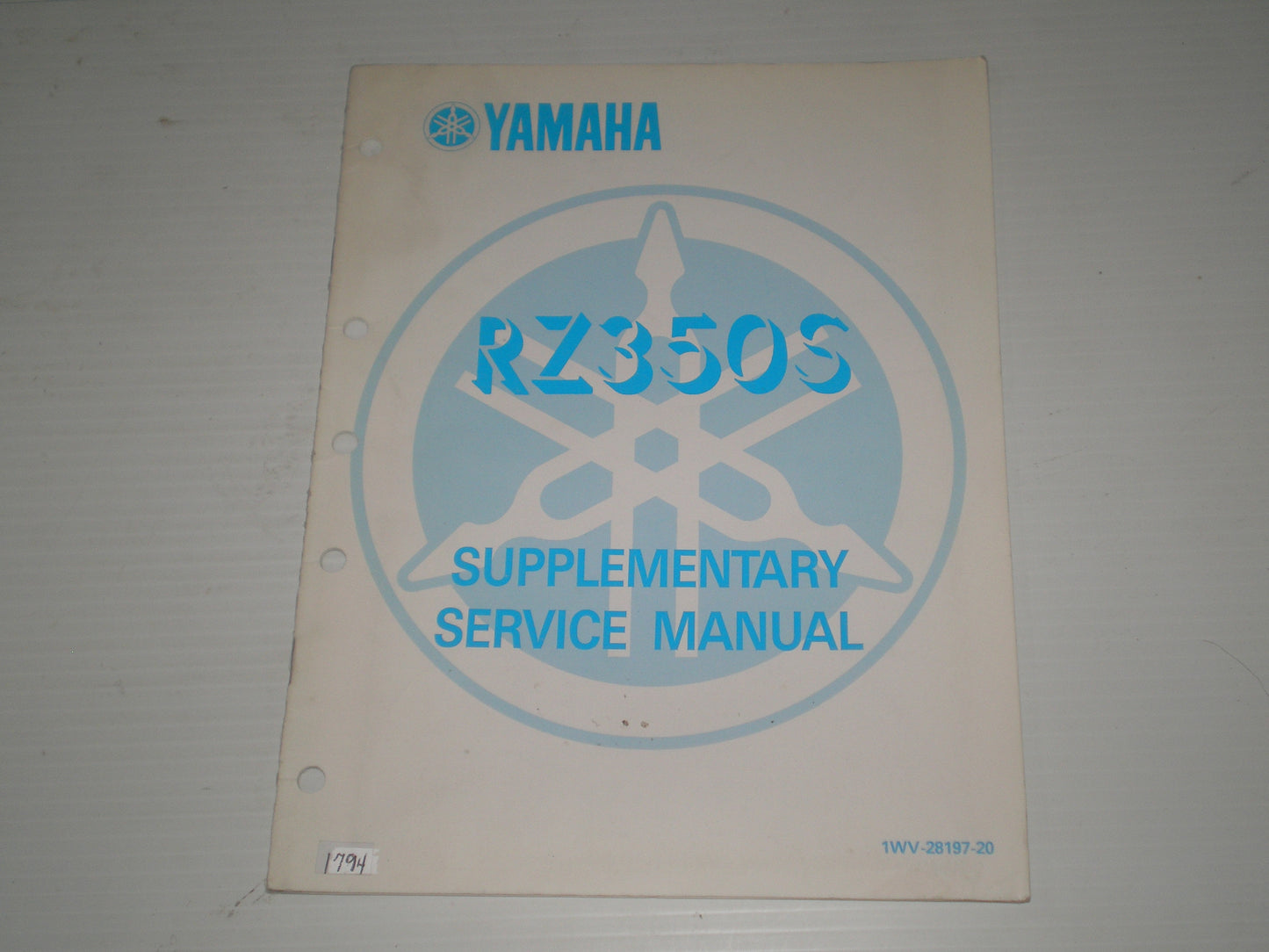 YAMAHA RZ350 S 1987  Service Manual Supplement  1WV-28197-20  #1794