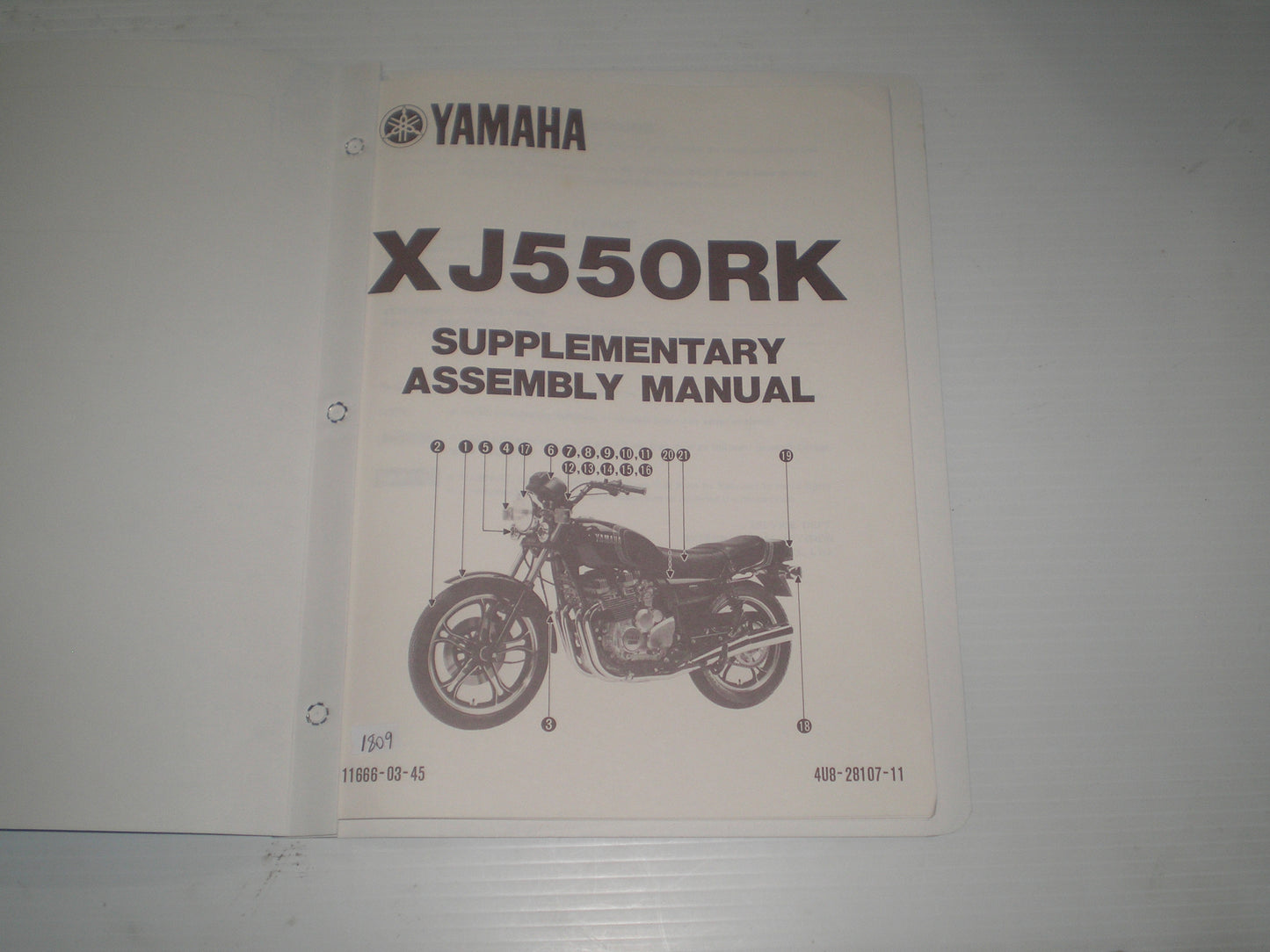 YAMAHA XJ550R K Seca 1983 Assembly Manual Supplement 4U8-28107-11 LIT-11666-03-45 #1809