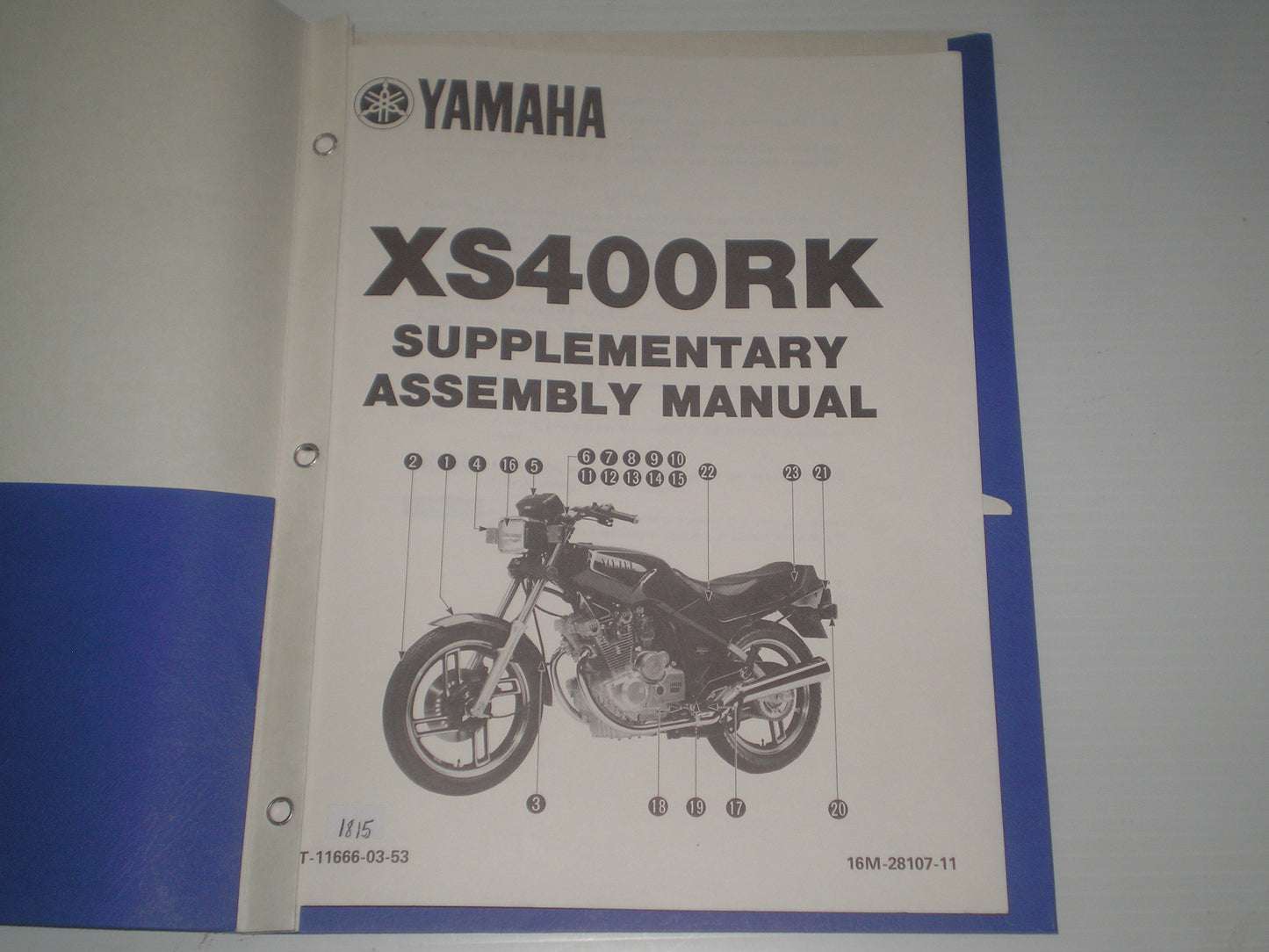 YAMAHA XS400R K Seca 1983 Assembly Manual Supplement 16M-28107-11 LIT-11666-03-53 #1815