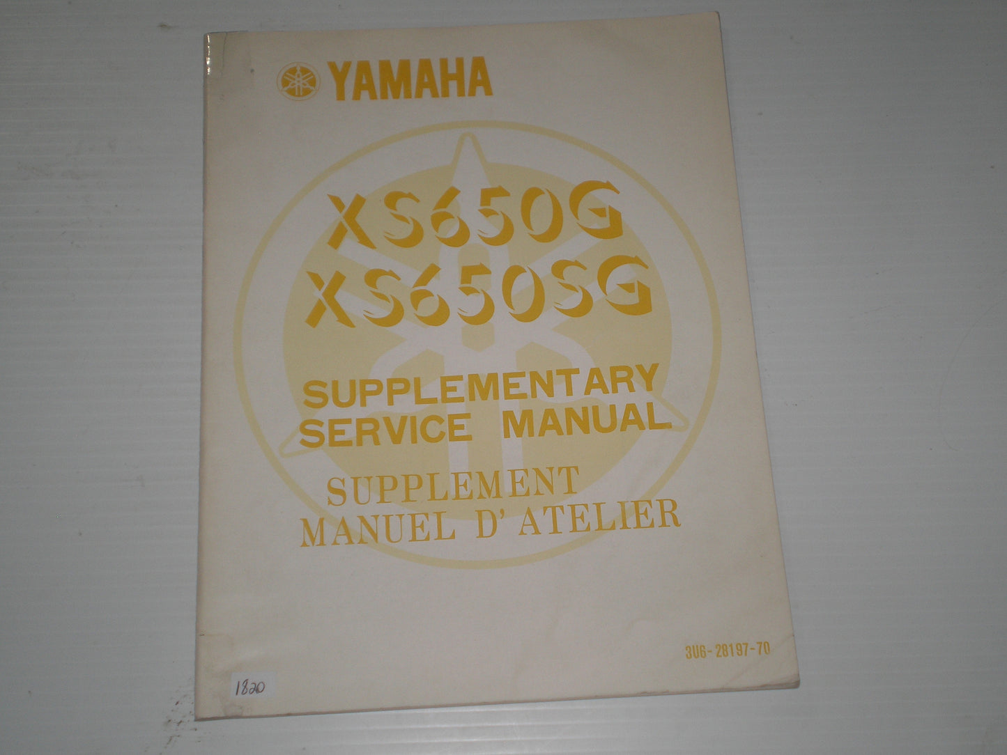 YAMAHA XS650 G/SG  1980  Service Manual Supplement  3U6-28197-70  #1820