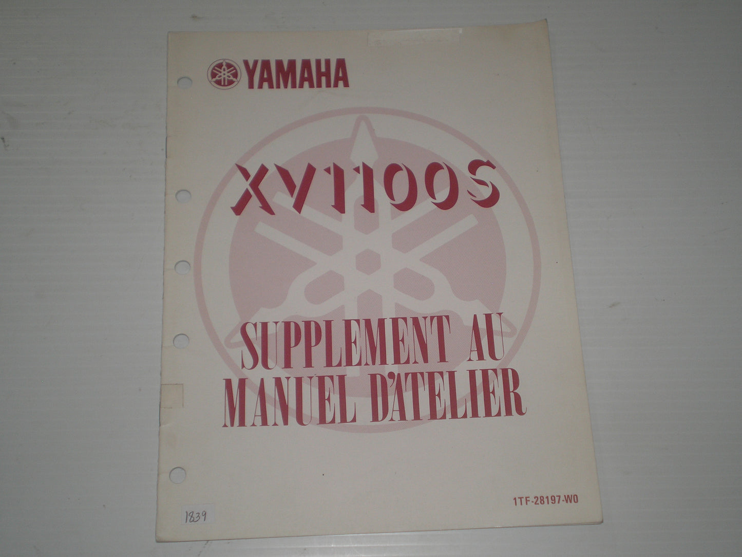 YAMAHA XV1100 S Virago 1986  Supplément au manuel d'atelier  1TF-28197-WO  #1839