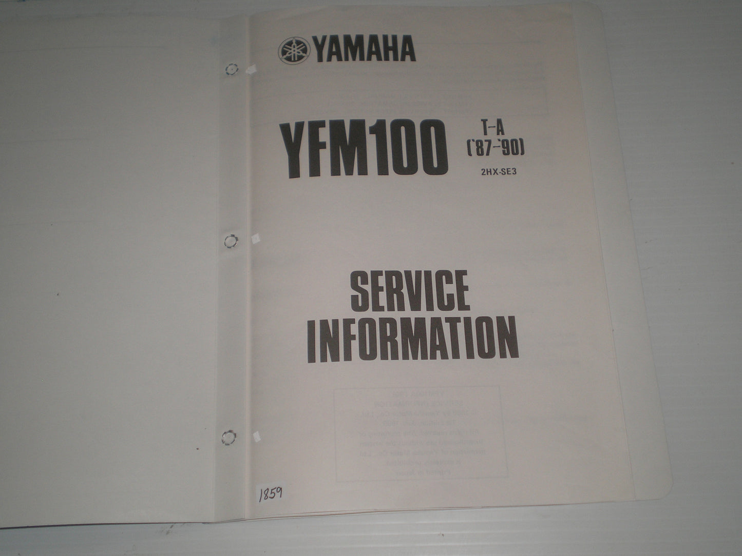 YAMAHA YFM100 T U W A Champ ATV 1987-1990 Dealer Service Information 2HX-SE3 #1859