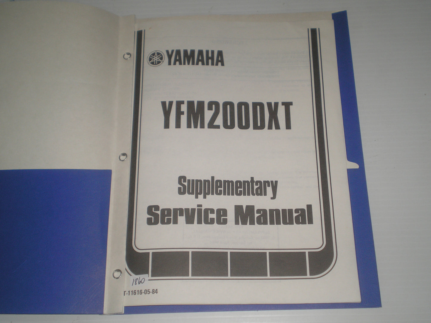 YAMAHA YFM200DX T  1987  Service Manual Supplement  LIT-11616-05-84  #1860
