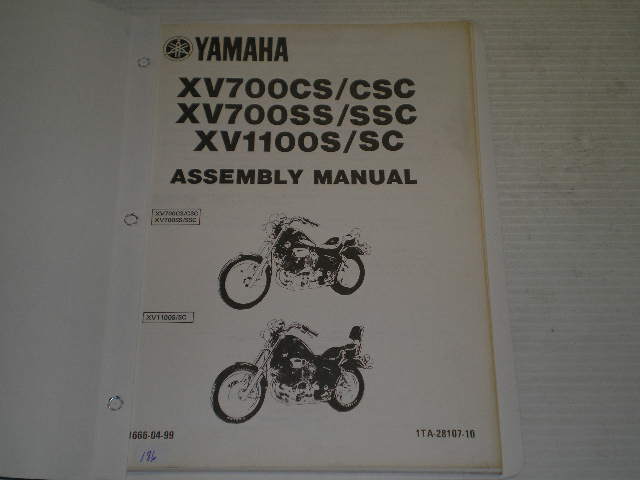 YAMAHA XV700 CS CSC SS SSC XV1100 SC 1986 Assembly Manual 1TA-28107-10 LIT-1666-04-99 #186
