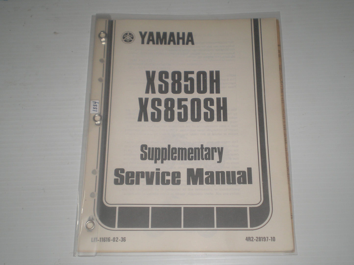 YAMAHA XS850 H/SH 1981 Service Manual Supplement 4R2-28197-10 LIT-11616-02-36 #1884