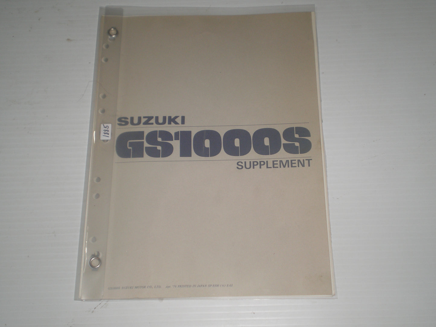 SUZUKI GS1000 S 1980 Service Manual Supplement SP-8500 R-03 #1885