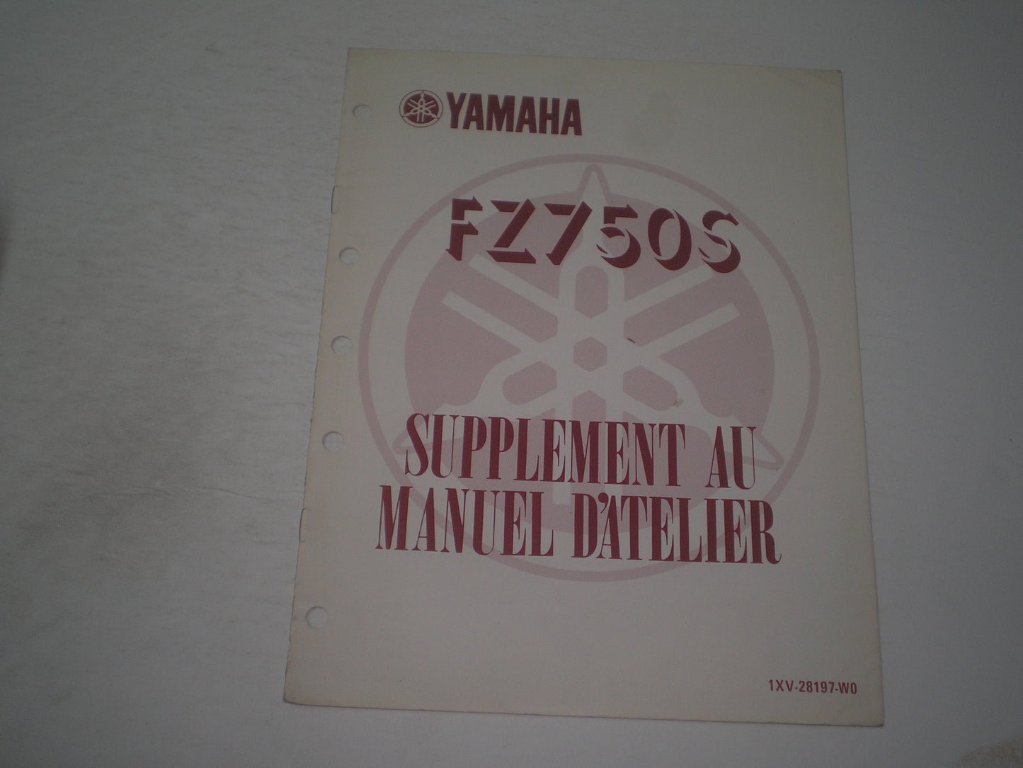 YAMAHA FZ750 S 1986 Supplément au manuel d'atelier 1XV-28197-WO #1795