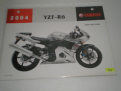 YAMAHA YZFR6 YZF-R6 Silver with Flames 2004 Dealer's Information Sheet #164