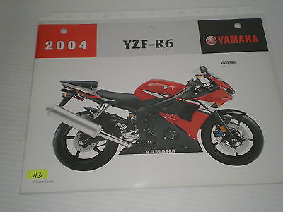 YAMAHA YZFR6 YZF-R6 Red 2004 Dealer's Information Sheet #163