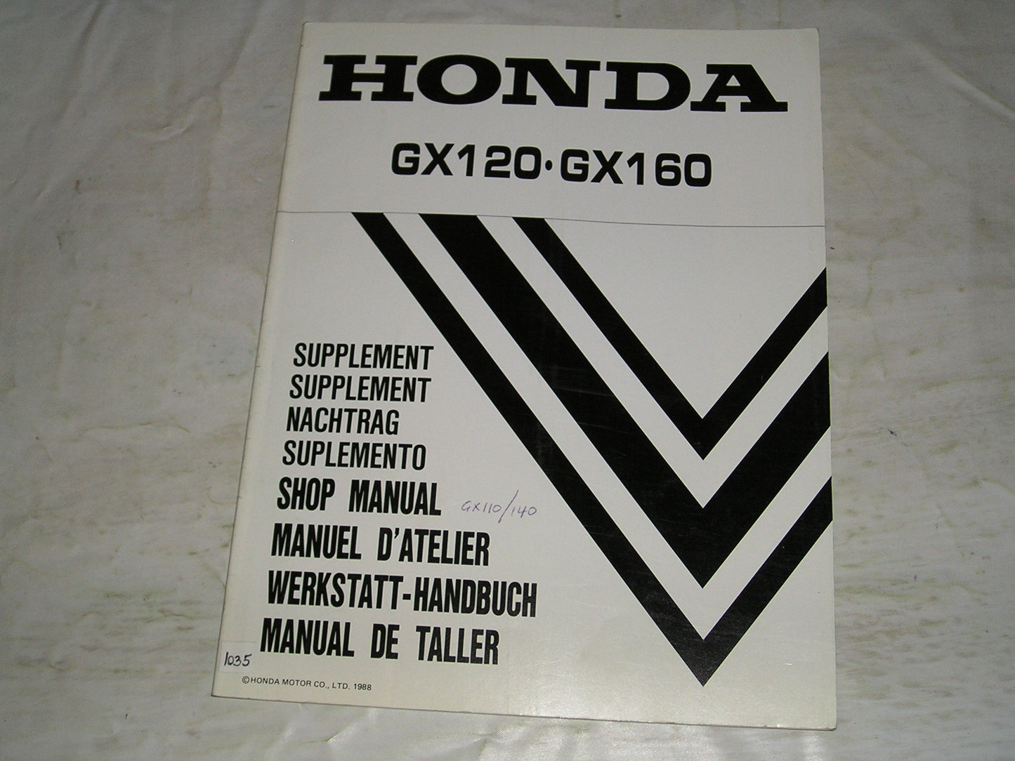 HONDA GX120 GX160 1989 General Purpose Engines Service Manual Supplement 66ZE011Z #1035