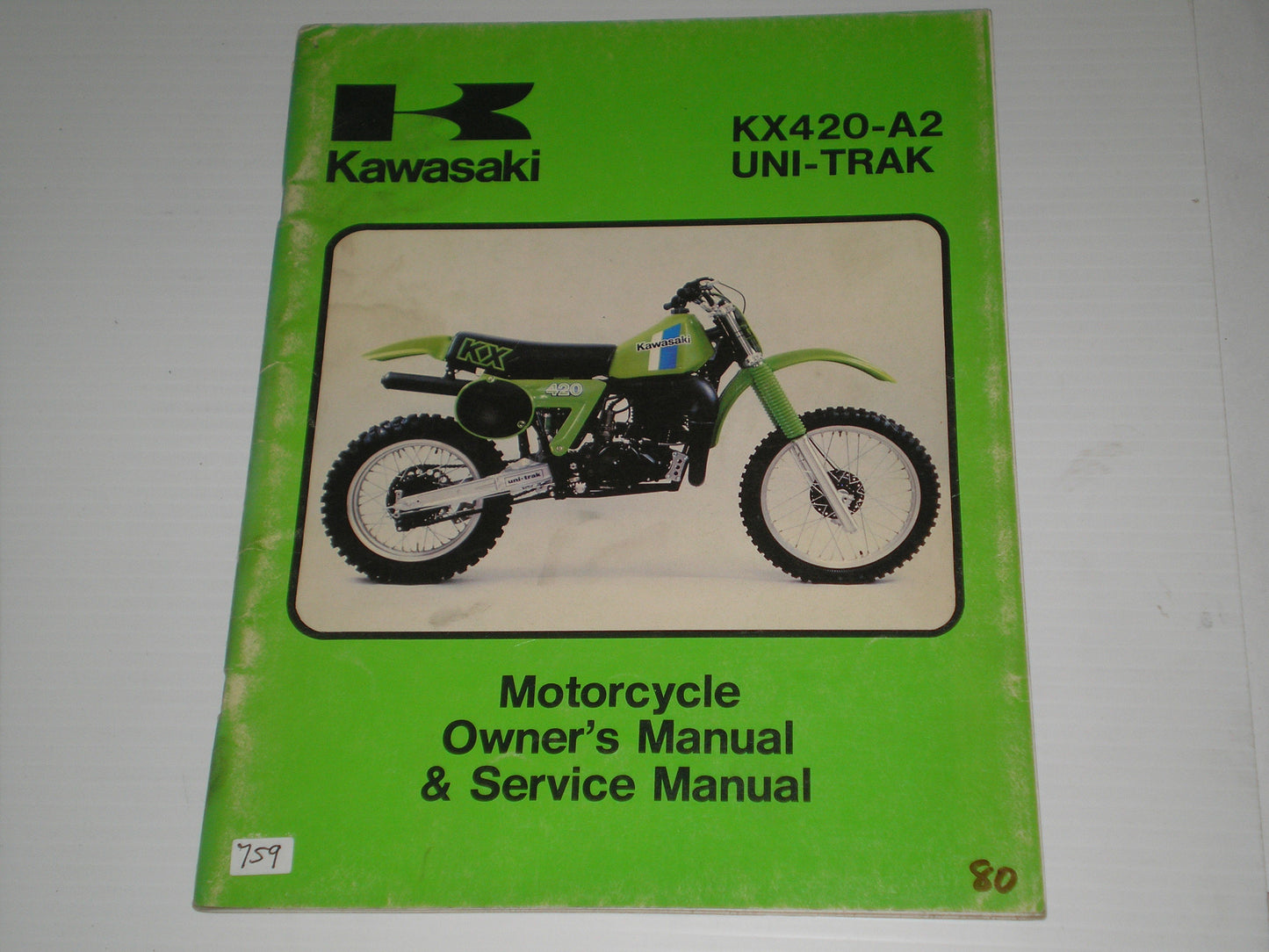 KAWASAKI KX420 A2 Uni-Trak 1981 Owner's & Service Manual 99963-0041-01 #759