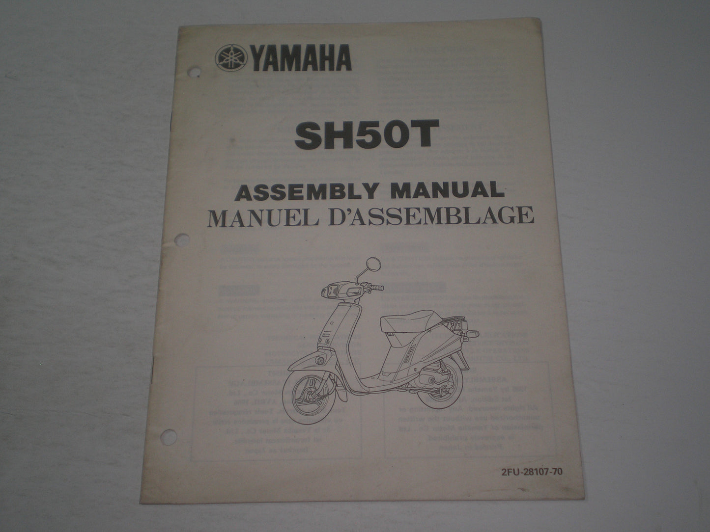 YAMAHA SH50 T  SH50A  Razz Scooter 1987  Assembly Manual  2FU-2817-70  #1804