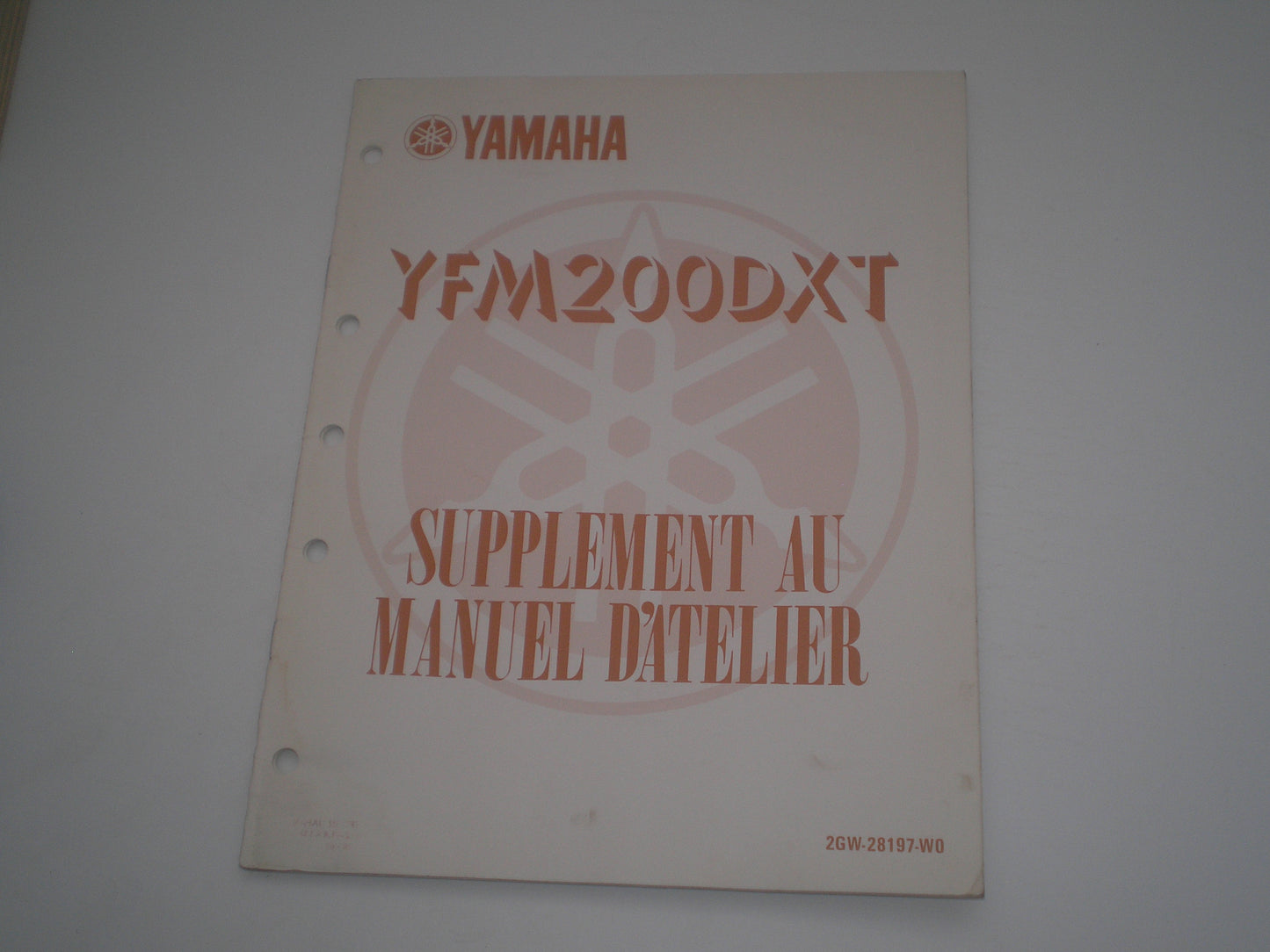 YAMAHA YFM200DX T 1987 Supplément au manuel d'atelier  2GW-28197-WO  #1852