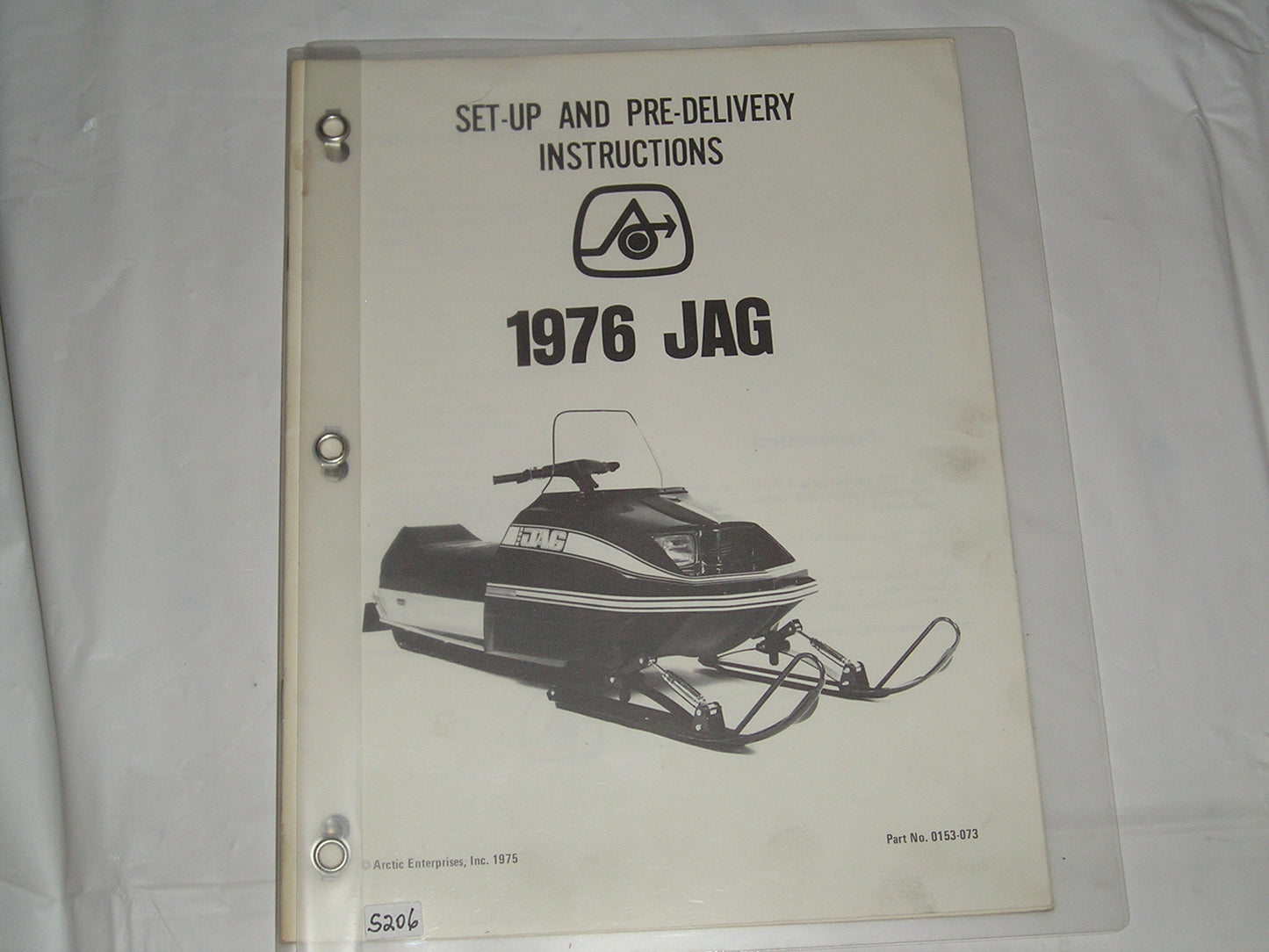ARCTIC CAT Jag Set-up & Pre-delivery Instructions Manual 0153-073 #S206