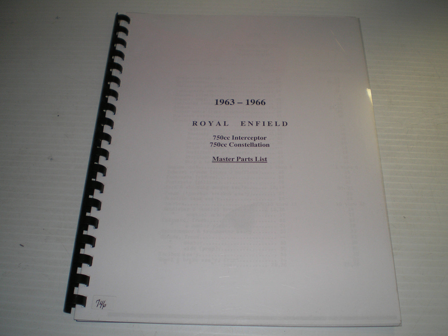 Royal Enfield 750cc Interceptor & Constellation 1963-1966 Parts List / Catalogue #E58