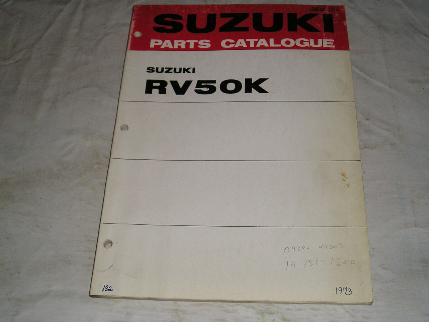 SUZUKI RV50 K 1973 Parts Catalogue 99000-91750 #182