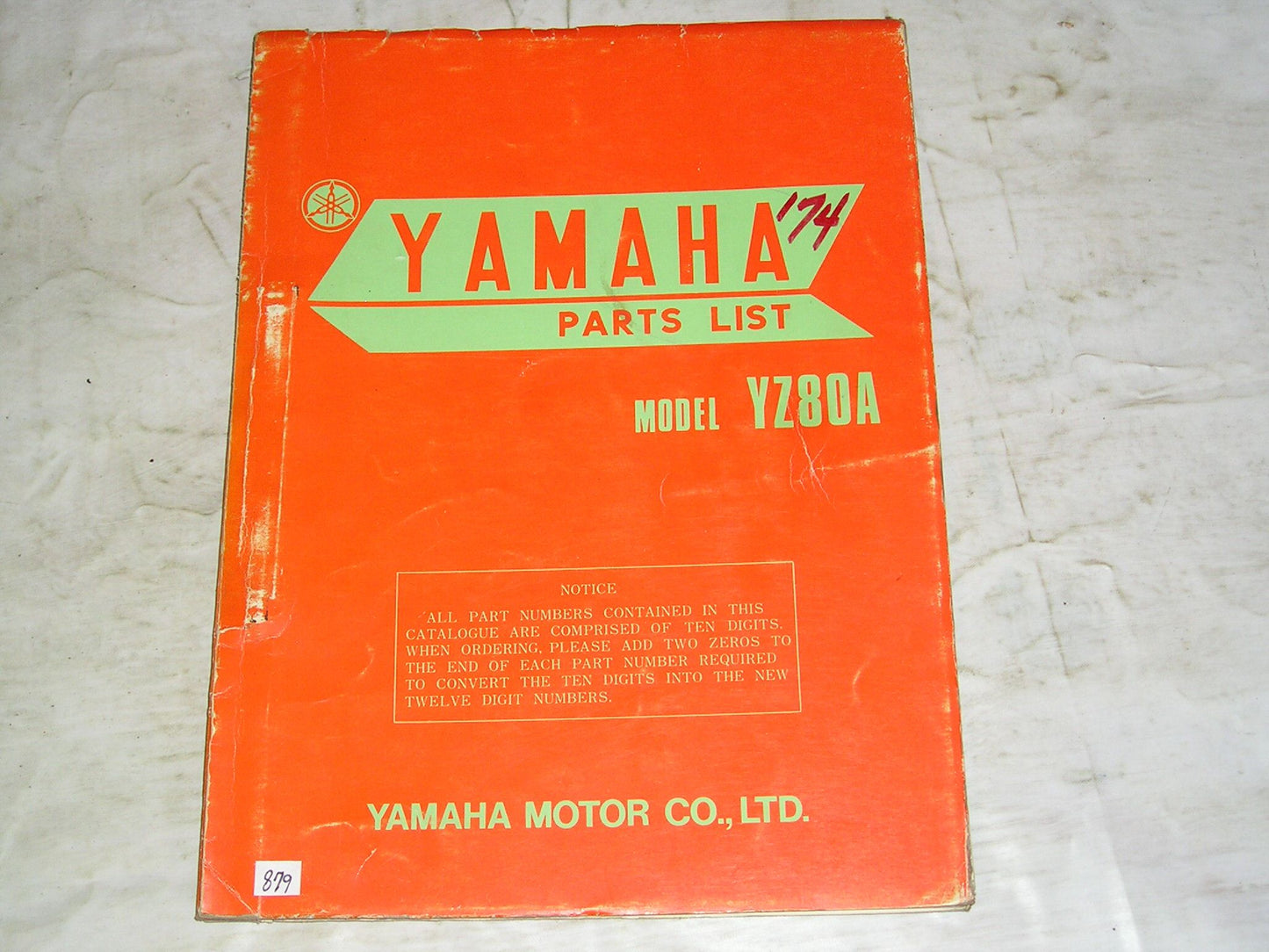 YAMAHA YZ80 A 1974 Parts List / Catalogue 462-28198-60 LIT-10014-62-00 #879