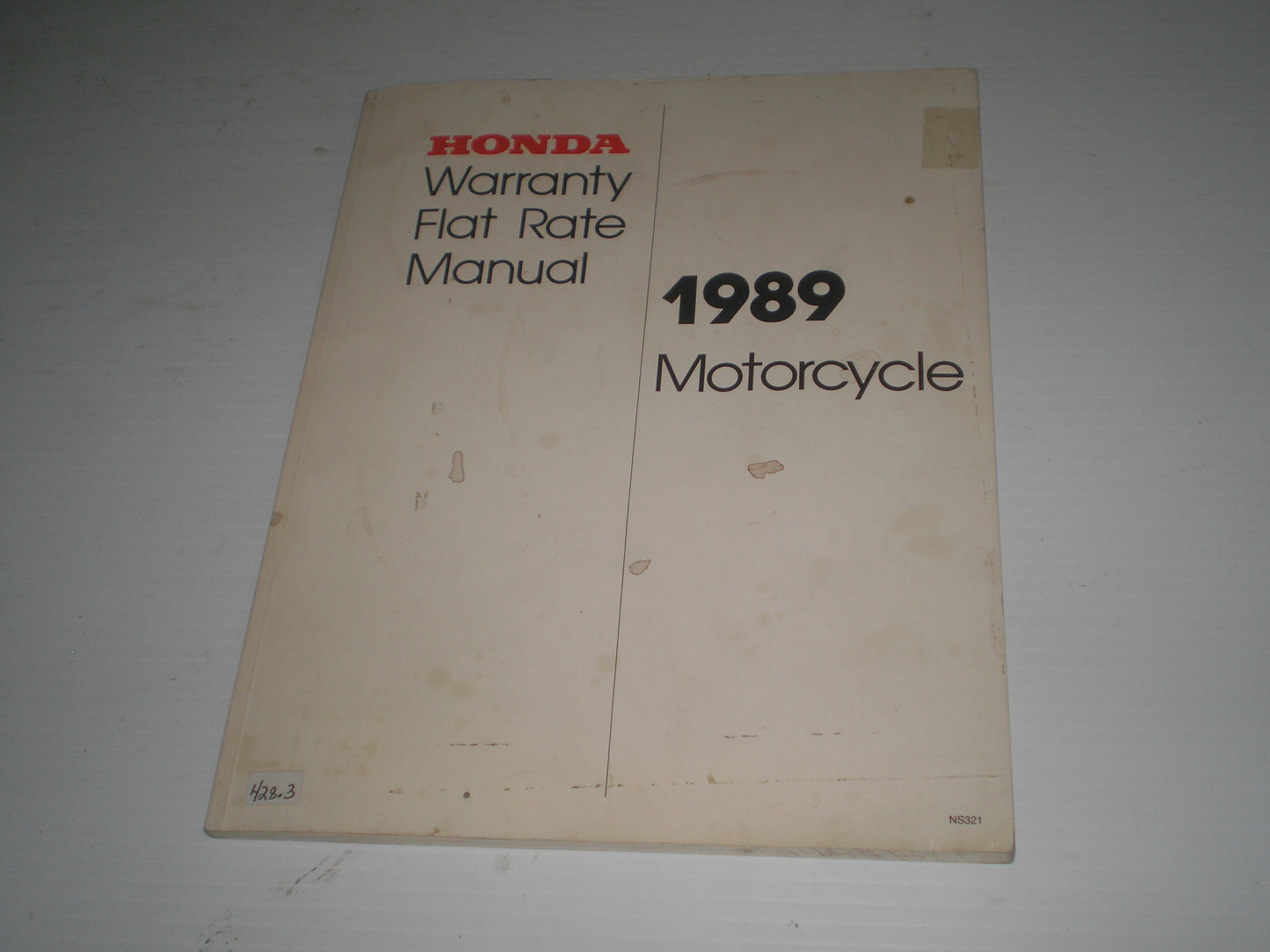 HONDA 1989 Motorcycle Warranty Flat Rate Manual NS321 #428.3