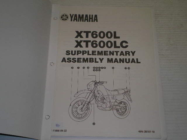 YAMAHA XT600 L LC 1984 Supplementary Assembly Manual 49N-28107-10 LIT-11666-04-22 #42
