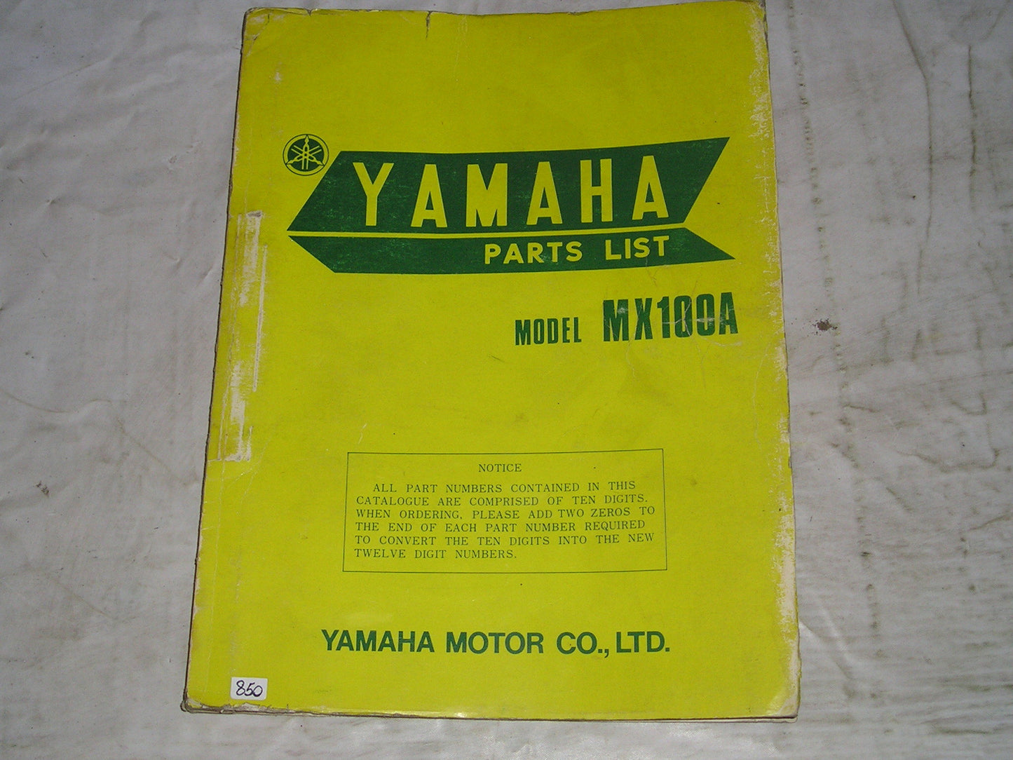 YAMAHA MX100 A 1974 Parts List / Catalogue 427-28198-80 LIT-10014-27-00 #850