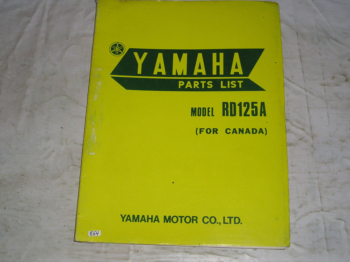 YAMAHA RD125 A 1974 Parts List / Catalogue 489-28198-HO #854