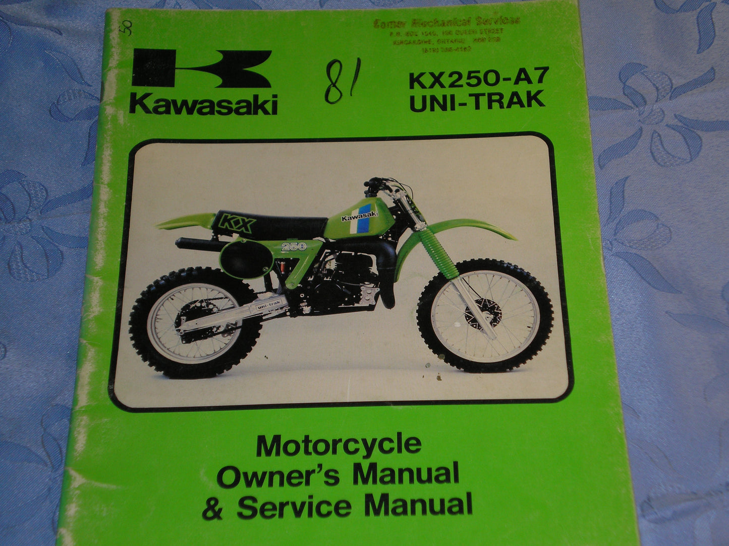 KAWASAKI KX250 A7 Uni Trak 1981 Owner's & Service Manual 99963-0042-01 #50