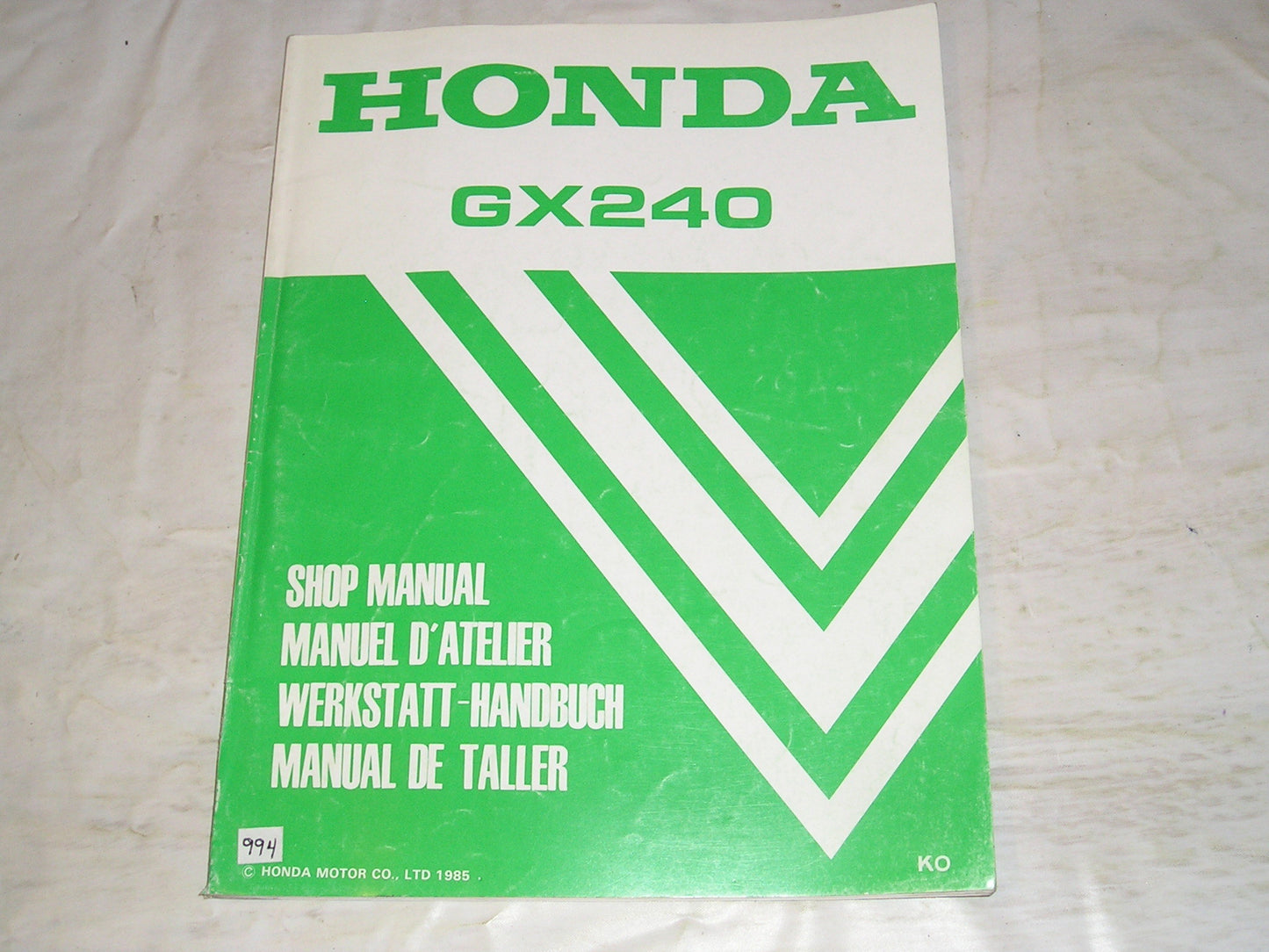 HONDA GX240 K0 1986 General Purpose Engine Service Manual 66ZE200 #994