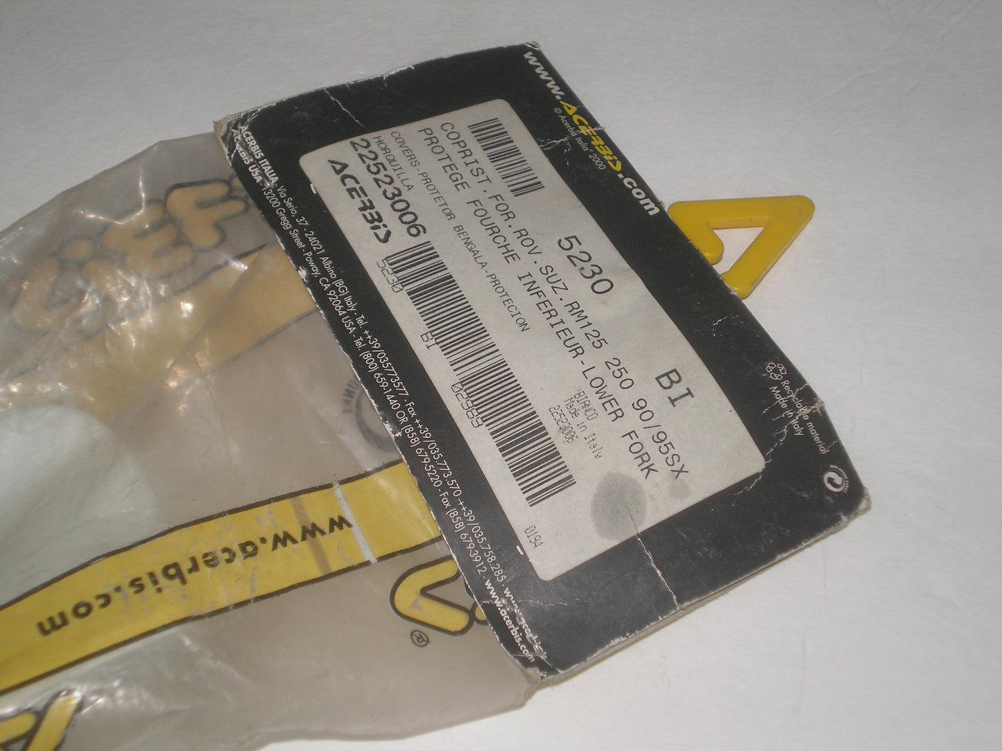 SUZUKI RM125 RM250 White Front Left Lower Fork Cover Acerbis # 22-5230-06