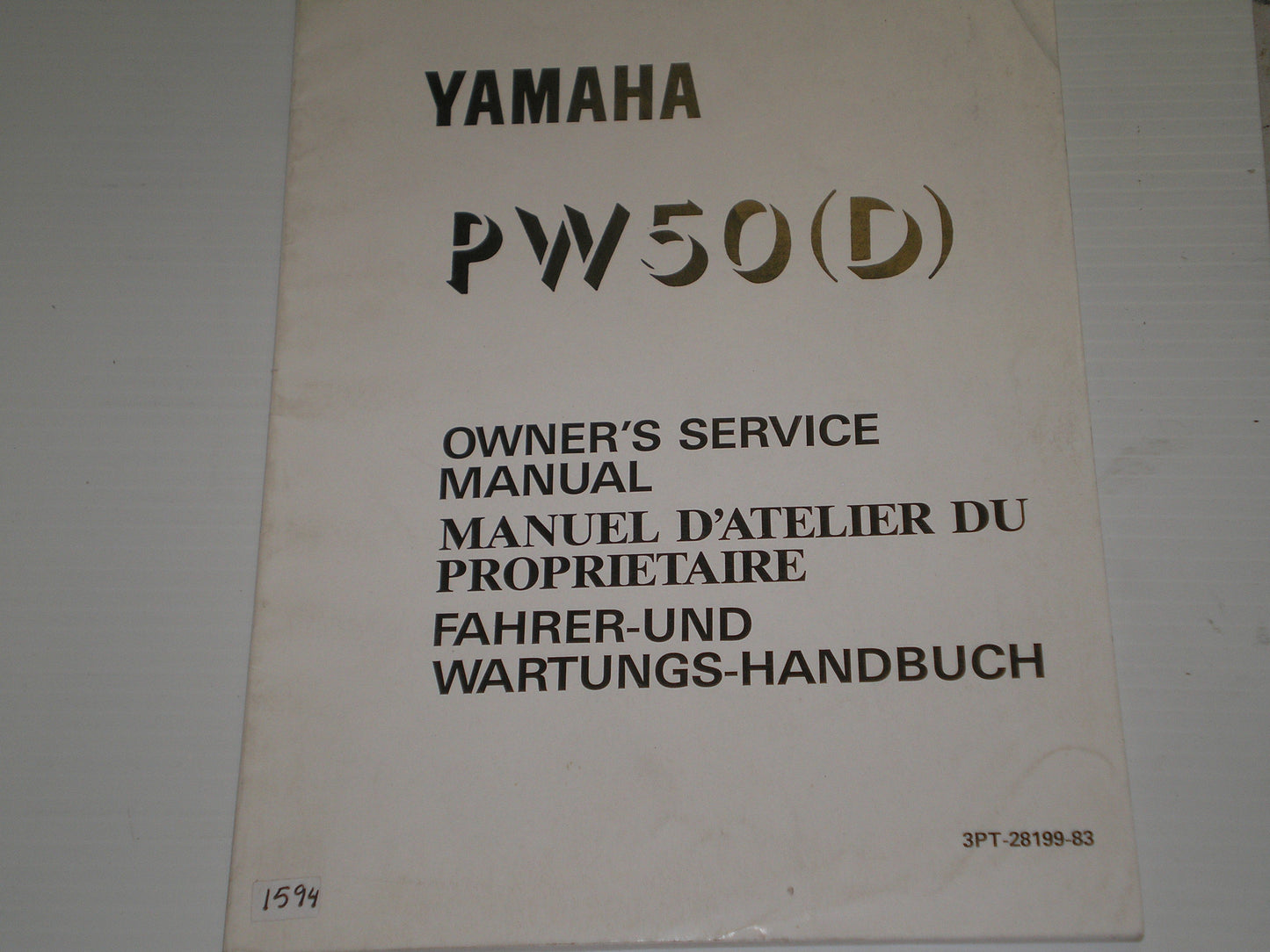 YAMAHA PW50 D Y-Zinger Owner's Service Manual 3PT-28199-83 #1594