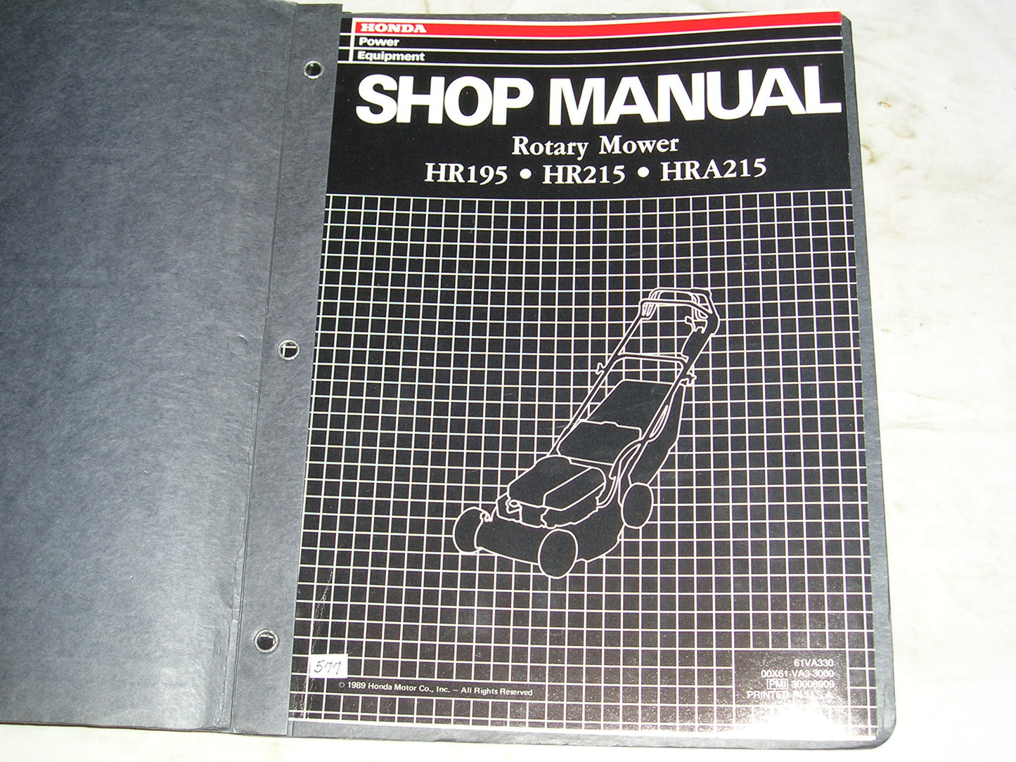 HONDA HR195 HR215 HRA215 1990 Rotary Mower Service / Shop Manual 00X61-VA3-3000 #577