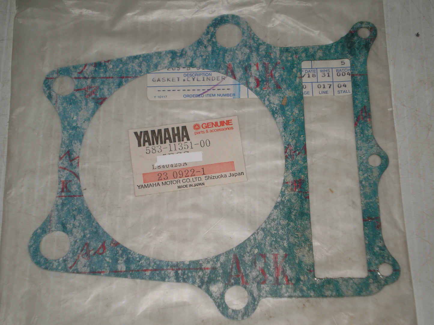 YAMAHA SR500 TT500 XT500 Cylinder Base Gasket 583-11351-00 / 538-11351-09