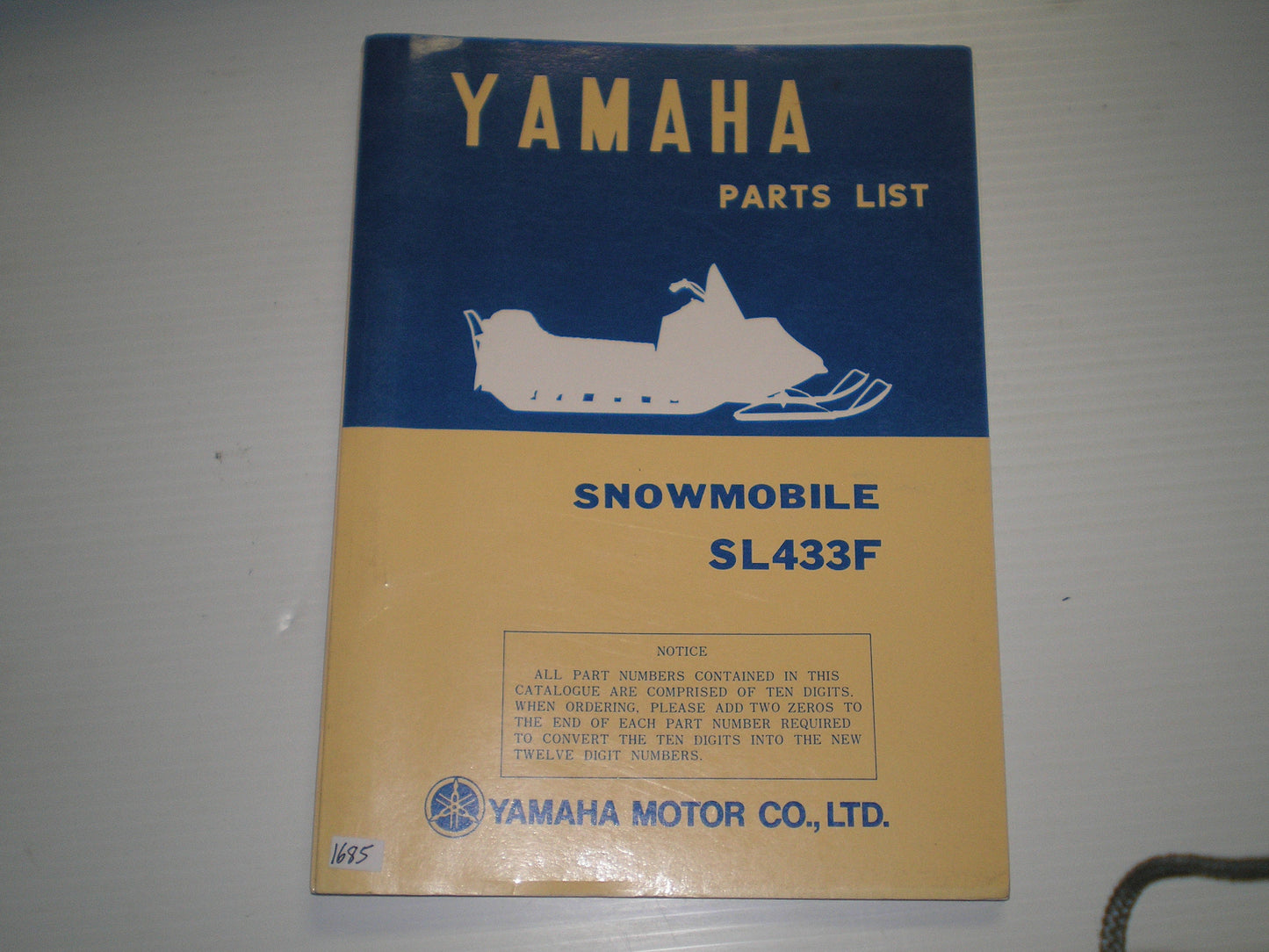 YAMAHA SL433 F 1974 Parts List / Catalogue 861-28198-60 LIT-10018-61-00 #S106