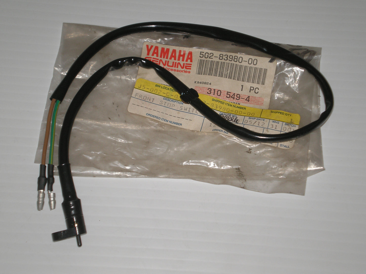 YAMAHA XJ750R XJ750 Factory Front Stop Switch Assembly 5G2-83980-00